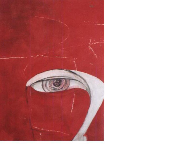 Rostro en rojo Mixed media