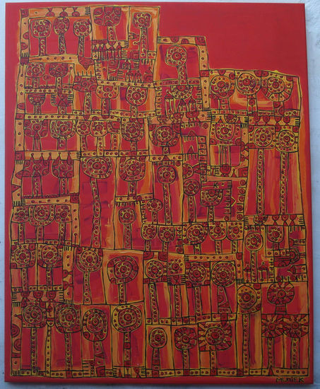 MUniEK#556 - florez aztecas 2010 Acrylic Canvas Floral Painting