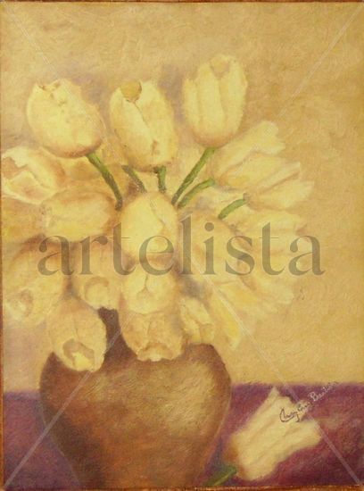 Tulipanes Oil Panel Still Life Paintings