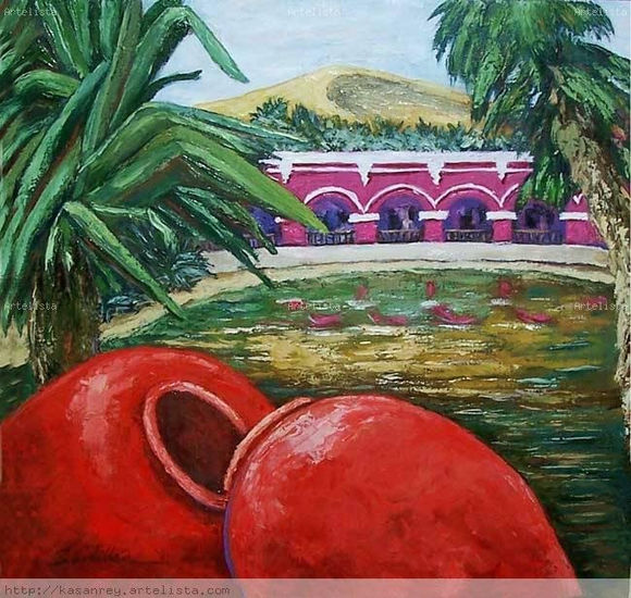 Tinajas rojas Oil Canvas Landscaping