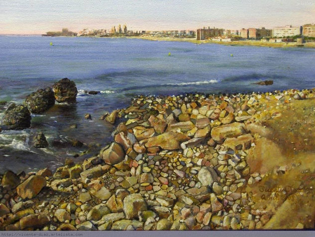 Panorámica de la  playa de La Mata (Torrevieja)-Acrílico Óleo Lienzo Paisaje