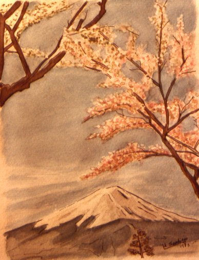 El Fujiyama Mixed media Paper Landscaping