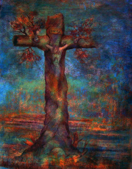 El Cristo de México un óleo de Alberto Thirion Óleo Cartulina Paisaje