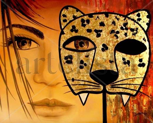 MUJER JAGUAR Oil Canvas Figure Painting