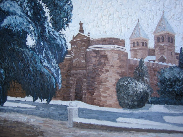 Puerta de Bisagra con nieve Oil Canvas Landscaping