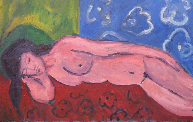 recostada Oil Panel Nude Paintings