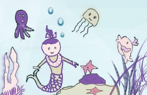 ILUSTRACIÓN INFANTIL Baby-mermaid Técnica Mixta