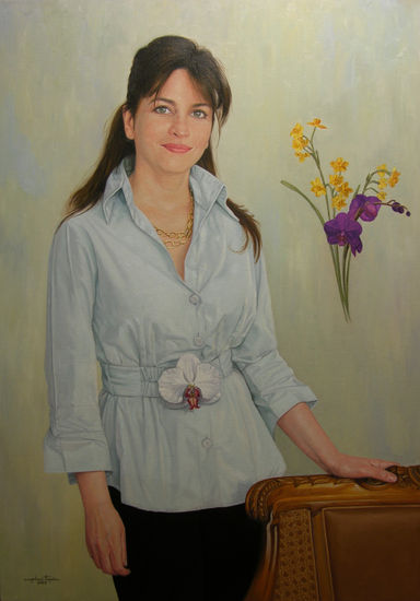 La dama de las flores levitantes Oil Canvas Portrait