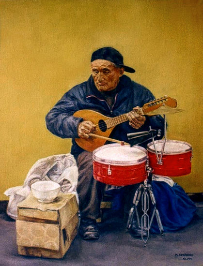 Músico Oil Canvas Portrait