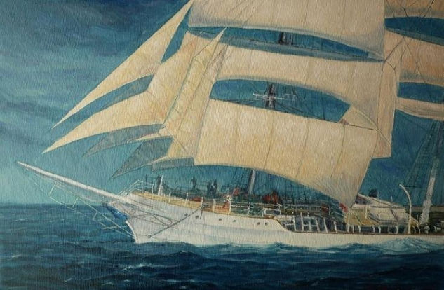 Christian Radich Oil Panel Marine Painting