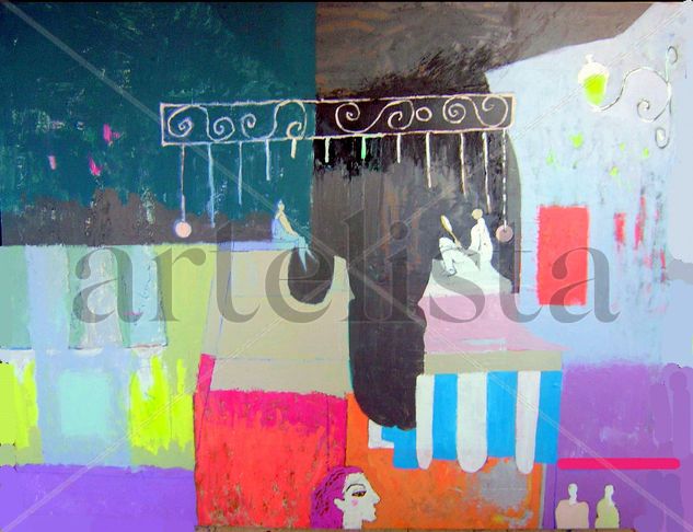 Bajo un Farol Mixed media Panel Others