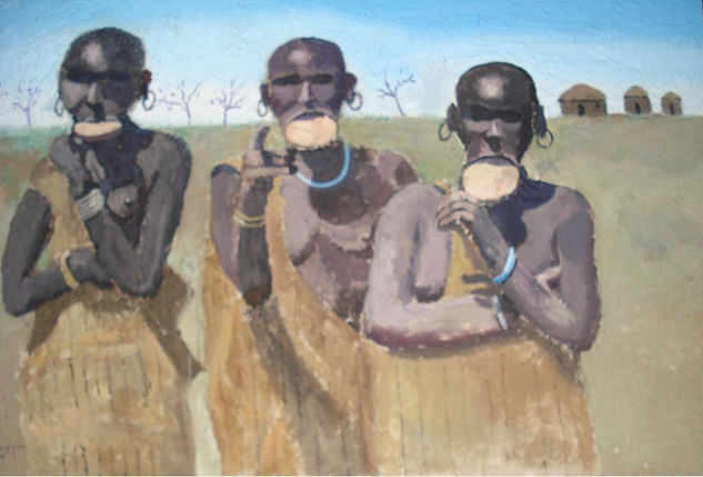 tres mujeres de Etiopia Acrylic Panel Figure Painting