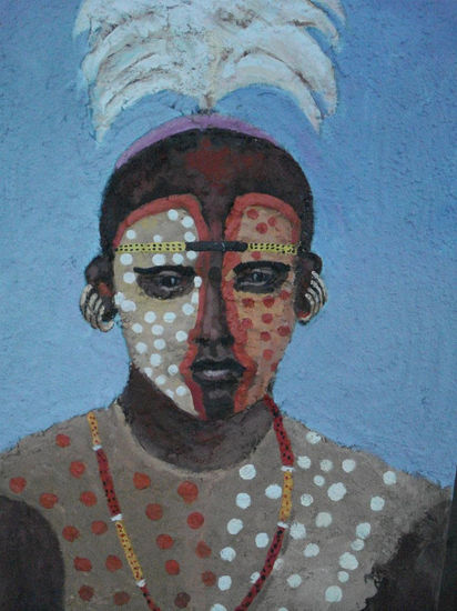 gerrero de Masai Acrylic Panel Figure Painting