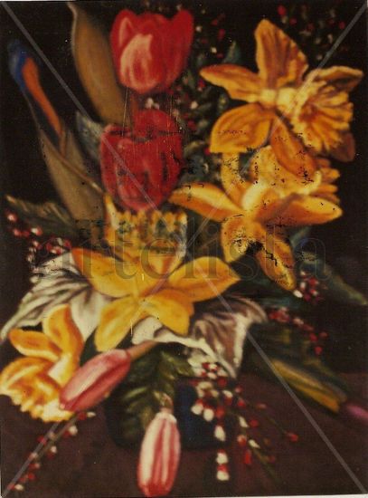 Tulipanes Oil Panel Floral Painting