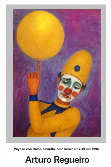 Payaso con Balon amarillo Oil Canvas Figure Painting