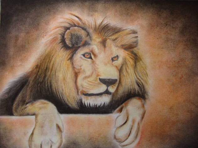 dibujo de leon a pastel