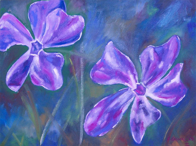 Flores Azules Oil Canvas Floral Painting