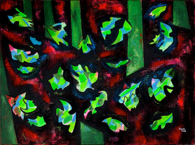 Hojas en la noche. Acrylic Canvas Landscaping