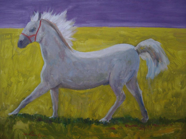 caballo blanco Oil Panel Animals