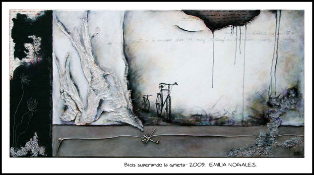 bicis superando la grieta`09 Acrylic Canvas Landscaping