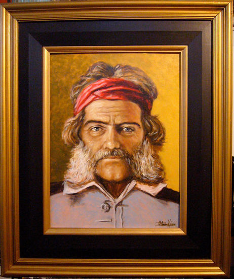 Gral Vicente "Chacho" Peñaloza Acrílico Tabla Retrato