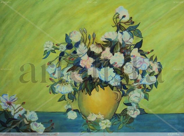 Rosas blancas Oil Canvas Still Life Paintings