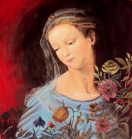 Virgen con flores