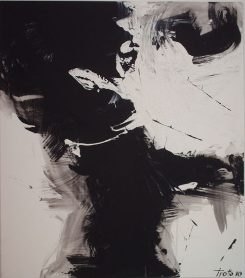 de la serie gestual en blanco y negro "sigo buscando 1" Media Mixta Lienzo Otros