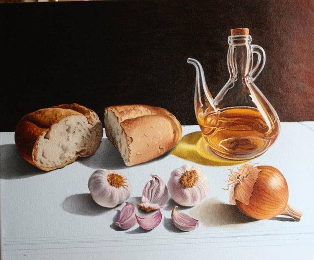 bodegón con aceitera Oil Canvas Still Life Paintings