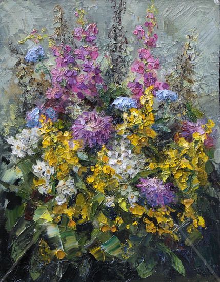 flores campestres Oil Card Floral Painting