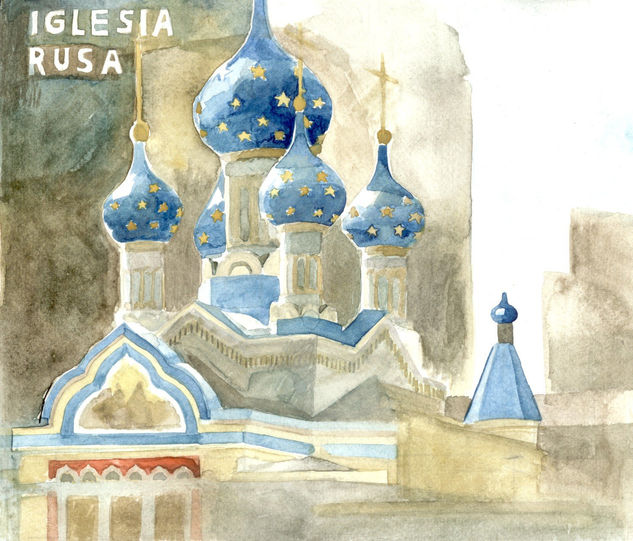 Iglesia Rusa Pque Lezama Watercolour Paper Landscaping