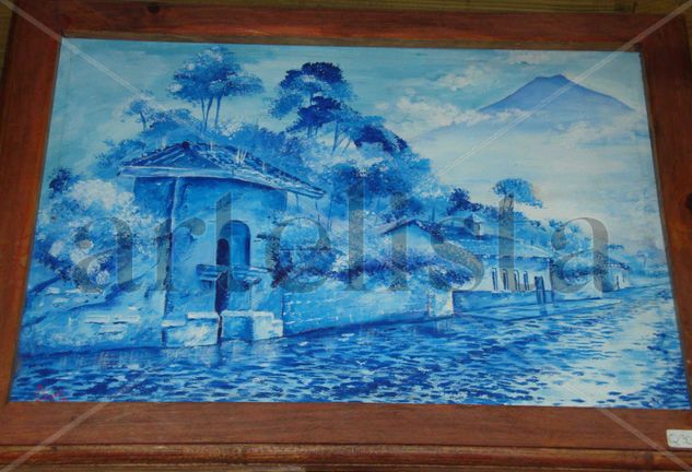 Villa Paquita en tonos azules Oil Canvas Landscaping