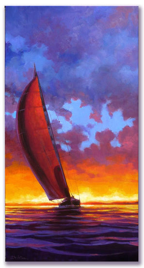 Regreso a puerto Acrylic Textile Marine Painting