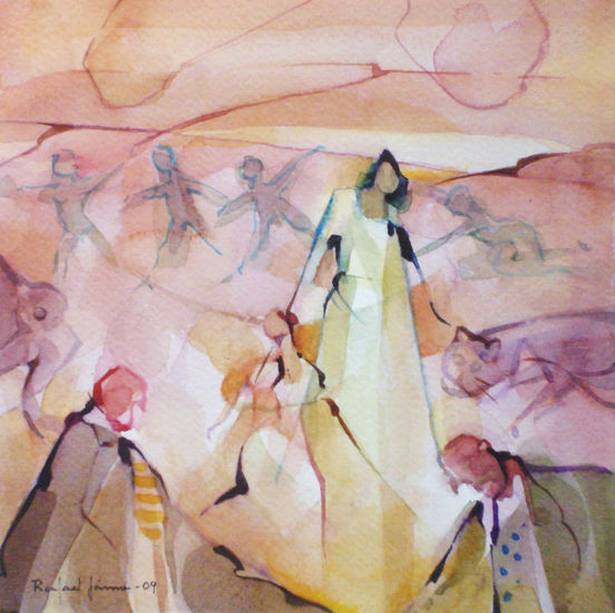 Cazadora Watercolour Panel Figure Painting