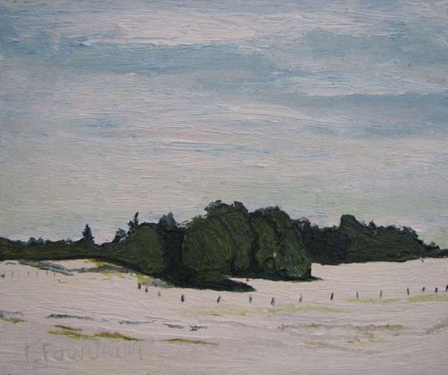 On a White Field, Waterville, Quebec, Canada Oil Panel Landscaping