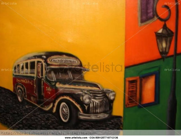 Colectivo Chevrolet 1940 Acrílico Lienzo Otros