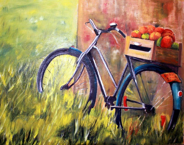 Bicicleta amb fruits Óleo Lienzo Paisaje