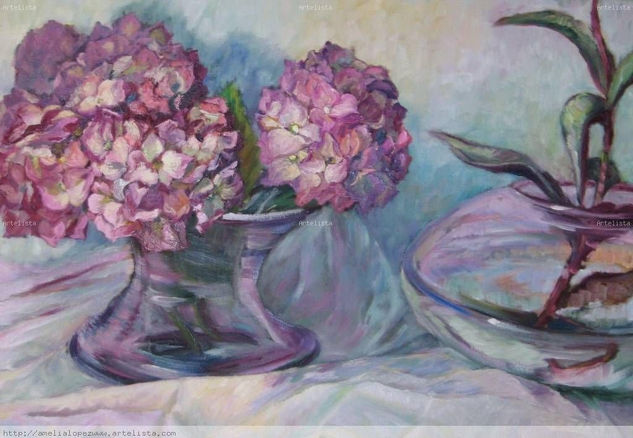 Hortensias Oil Canvas Still Life Paintings