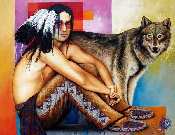 Free Spirit of The Wolf Oil Canvas Landscaping