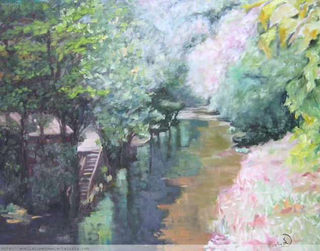 Primavera en el rio Oil Canvas Landscaping