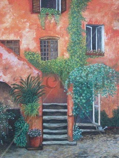 Casa vieja Oil Canvas Landscaping