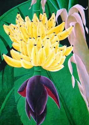 BANANAS I Oil Textile Figure Painting