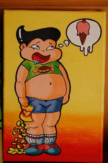 obeso comilón Acrylic Canvas Figure Painting