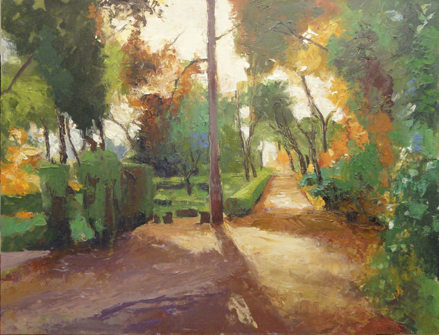 Jardines 65X54 cm. Óleo Lienzo Paisaje