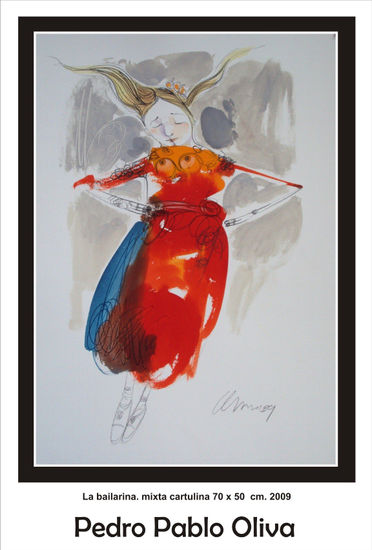 Bailarina Mixed media Card Figure Painting