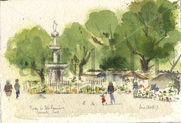 Plaza de Bib-rambla, Granada Watercolour Paper Landscaping