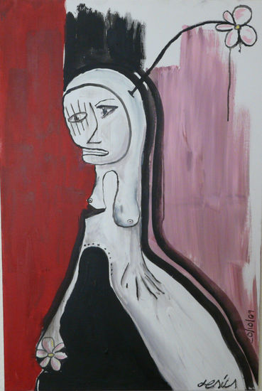 menina Acrylic Textile Figure Painting