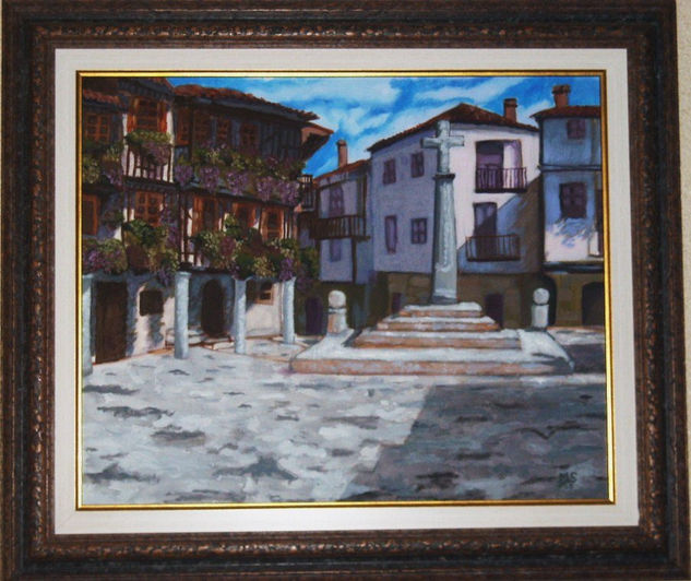 Plaza Mayor de La Alberca Óleo Lienzo Paisaje