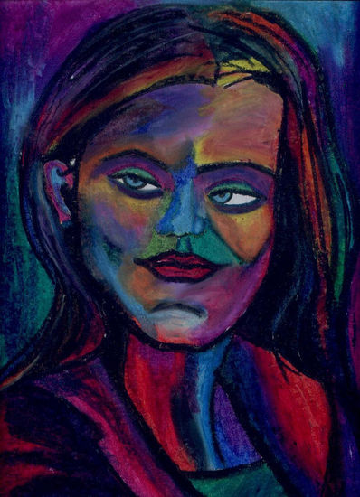 Mujer con sonrisa Pastel Papel Retrato