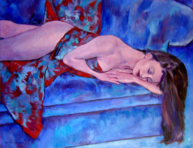 Sueño en azul Oil Canvas Nude Paintings